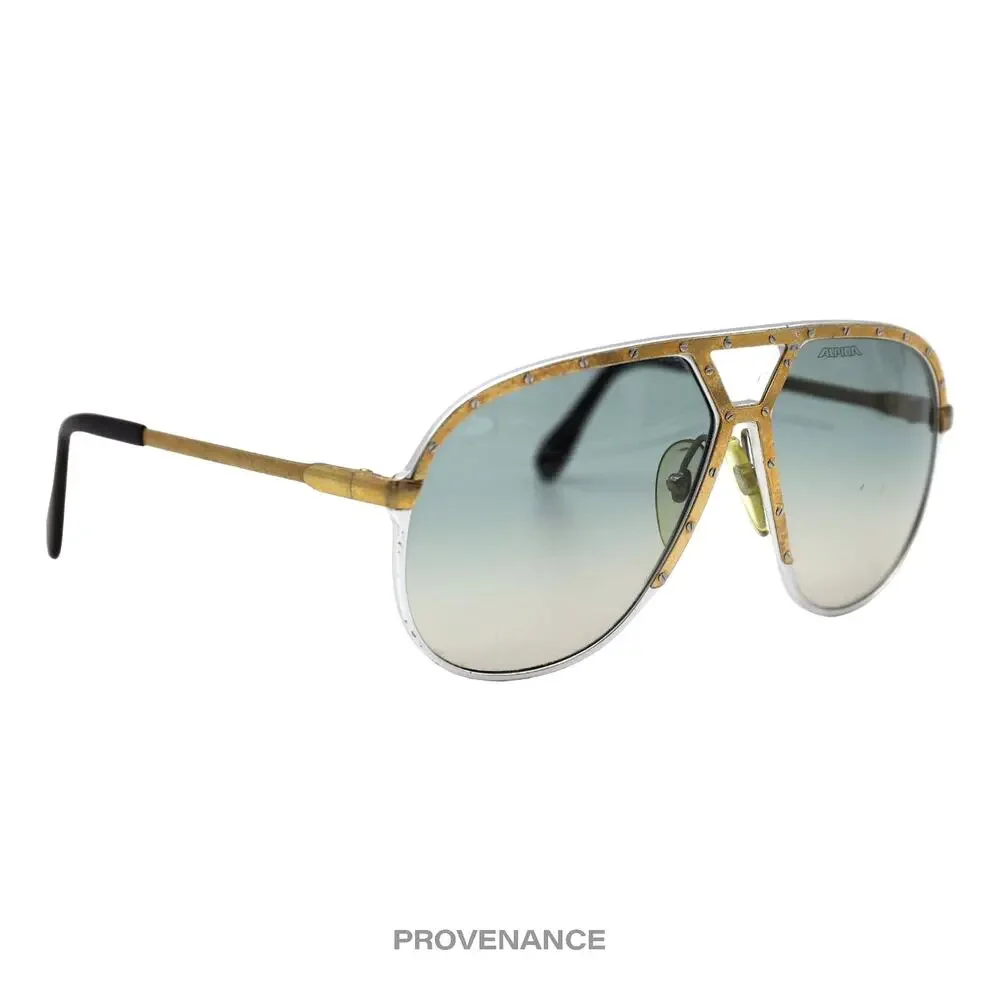 Gold Metal Aviator Sunglasses with Gradient Blue Lenses